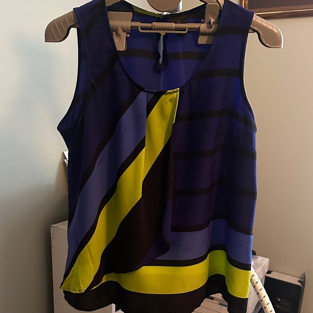 Worthington Blue and Yellow Striped Tank Top